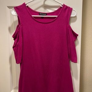 Express Magenta Cold Shoulder Short Sleeve Shirt